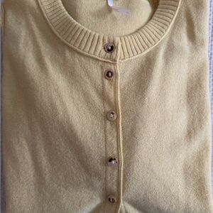 Free People Light Yellow Cardigan Sweater